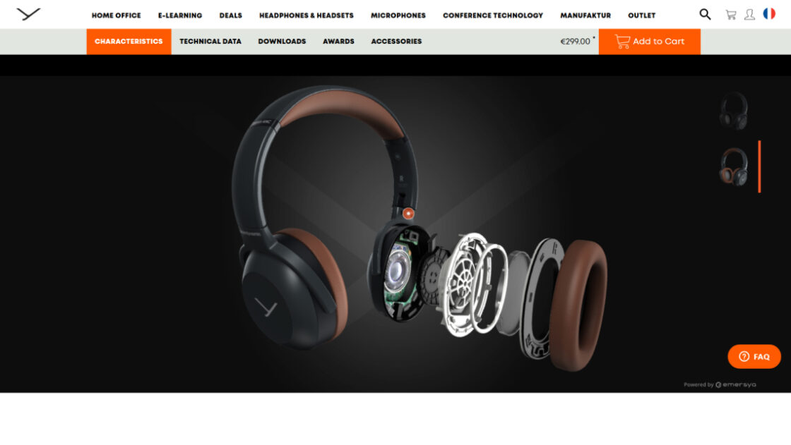 Screenshot of the Beyerdynamic webpage where you can discover the Lagoon ANC Traveller Headphones in 3D.