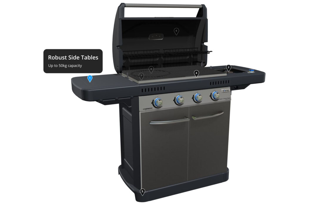 3D product discovery of a Coleman Campingaz BBQ. You can use the 3D animations and triggers to discover all the features of Coleman Campingaz BBQ.