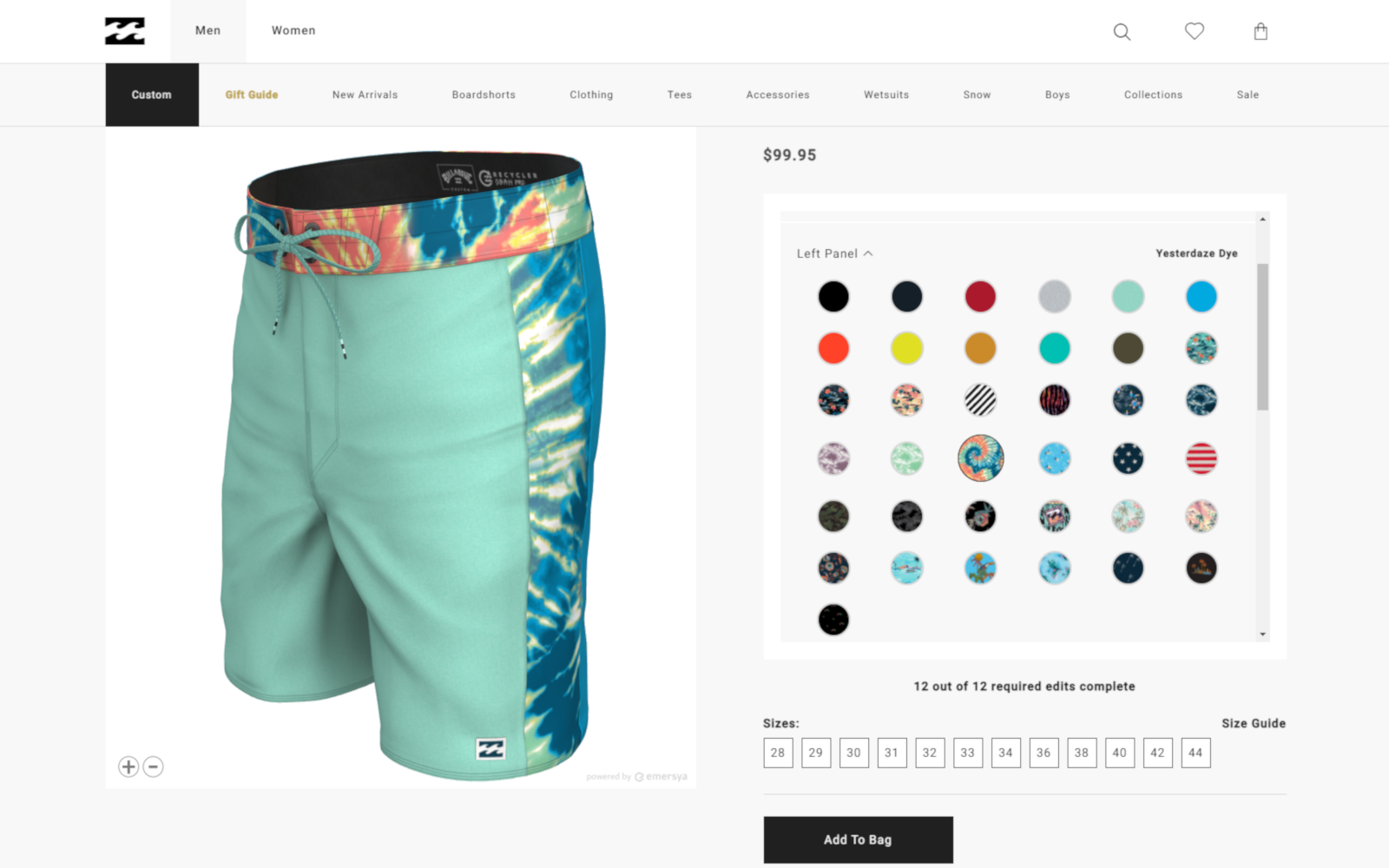 Billabong custom board shorts on sale