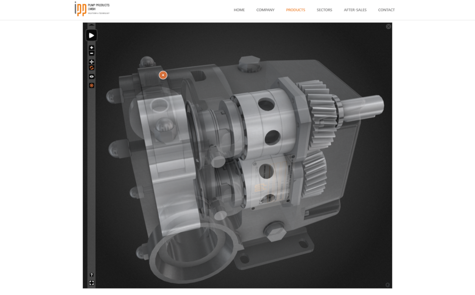 Études de cas : Vue par transparence du mécanisme d'une pompe. La 3D permet au client de découvrir l'intérieur du produit et l'animation montre le fonctionnement des mécanismes. La marque IPP cherchait un moyen immersif de découvrir les parties cachées de son produit afin d'illustrer son haut niveau de technologie.