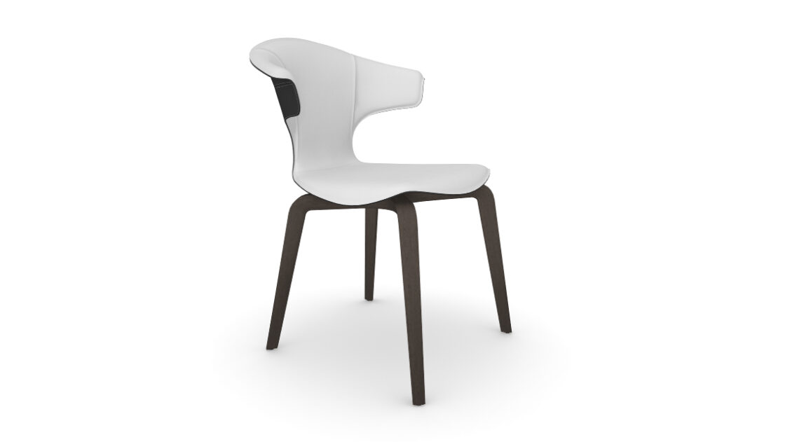 3D model of a Poltrona Frau Montera Chair, black structure and white seat