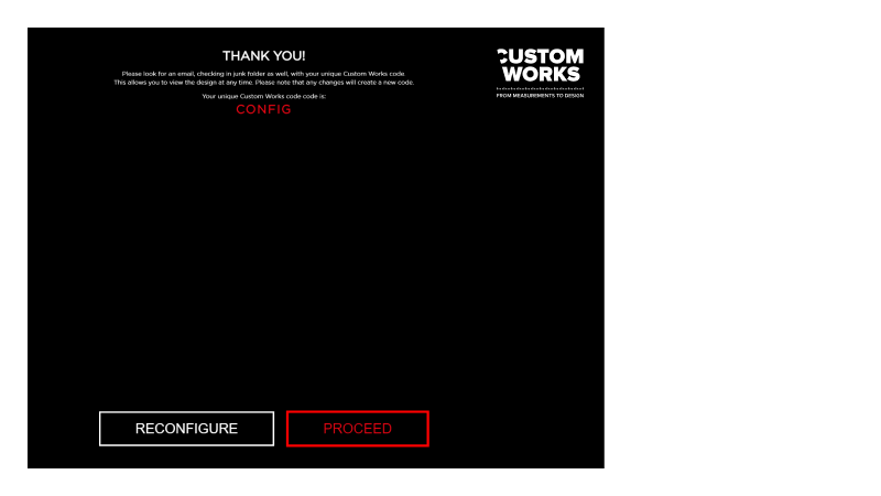 Page web du configurateur de combinaisons moto Dainese Rossi. Une fois la configuration effectuée, la page "Merci" apparaît avec une vue en 3D de la configuration que vous avez crééePage Web du configurateur Dainese Rossi de combinaisons de moto. Une fois la configuration terminée, la page "Merci" apparaît avec une vue en 3D de la configuration que vous avez créée. Vous pouvez alors continuer ou reconfigurer si vous n'êtes pas satisfait de cette ébauche.
