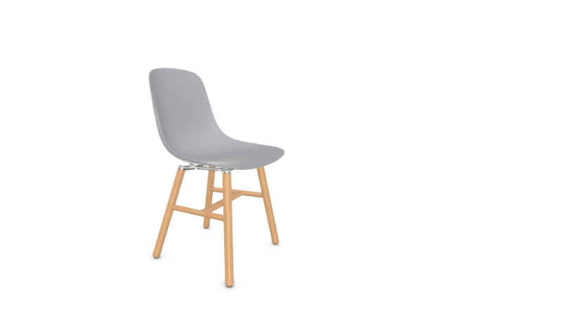 Infiniti chair with grey plastic seat and wooden base