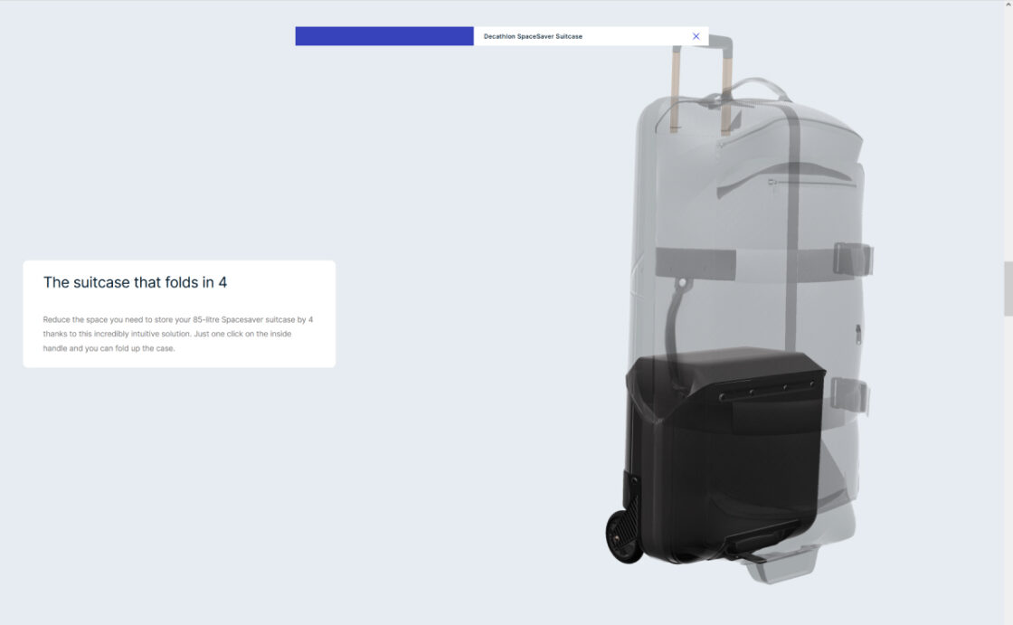 Decathlon Reveal Innovation Showroom showing the SpaceSaver Suitcase