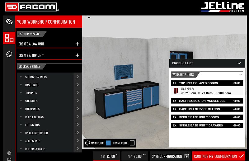 FACOM 3D Room Planner for configurating industrial work spaces