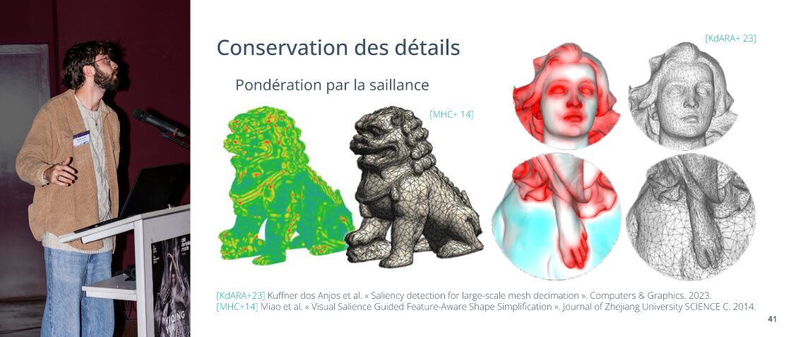 Nicolas Luciani presents his research on the optimization of 3D models for the web at the JFIG 2025
